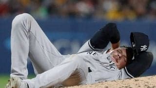 【MLB】ヤ軍左腕の頭に打球直撃…ボールは外野まで跳ねる　場内騒然のアクシデント