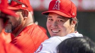 【MLB】大谷翔平、ベンチに姿見せ笑顔　久々の登場に場内騒然…チームメートと和やかな雰囲気