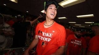 【MLB】藤浪晋太郎、シャンパンかけられ英語で絶叫　地区Vで歓喜の美酒「最高ですね」