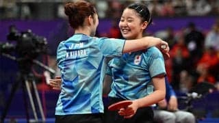 張本・木原の10代ペアが完全アウェーで最強中国撃破！中国の世界卓球V2ペアに大金星で銅メダル以上確定【卓球 アジア競技大会】