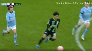 三笘薫、王者のフィールドど真ん中を強行突破しイエローカード誘発！マンCの屈強DF陣がファウルでしか止められなかった決定的瞬間