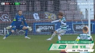 日本代表・古橋亨梧、ハーツ戦8試合連続ゴールの快挙！GKの真正面から叩き込むド直球シュート炸裂でゴール裏サポーターを静まり返らせた瞬間