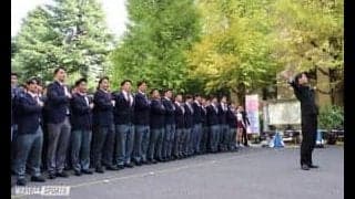 ラグビー早慶戦壮行会を開催！　観客の前で早慶戦勝利を誓う