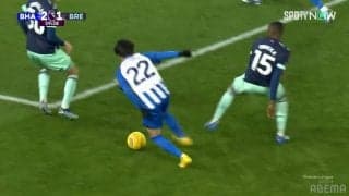 「推進力すごい！」三笘薫が相手4人の中に突っ込んでいく “7秒間”の衝撃　ビタ止めトラップからの翻弄ドリブル＆ワンツーでチャンス演出「キレが戻ってる」