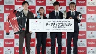 神戸の佐々木大樹、初瀬亮がサイン入りスパイクを出品！ 楽天が「楽天ラクマ」を利用したチャリティプロジェクトを発表