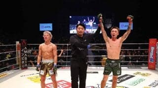 【RIZIN.45】Krush王者・篠塚辰樹、BD戦士を血染め“フルボッコ”で2度ダウン奪い圧倒　敗れた冨澤は号泣