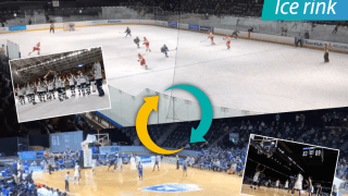 一夜にしてアイスリンクがバスケコートに変身！国内初のフロアチェンジ機能を搭載した異色のアリーナとは