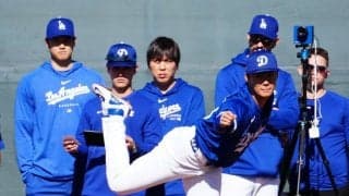 山本由伸、大谷翔平の前でブルペン34球「自分の投球ができていた」　50人超の関係者集結