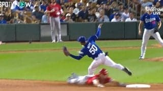 トラウト、大谷翔平が見守る中で魂のヘッスラ！ トラ兄らしい全力プレーに胸アツの瞬間