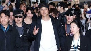 【MLB】大谷翔平、会見に記者殺到で“圧巻景色”　ベッツ、フリーマンとの“MVPトリオ”が韓国に上陸