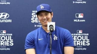 【MLB】「報道陣が待ち構えるも……」大谷翔平、会見後は軽いアップで屋外打撃練習はなし　現地放送局が異例の生中継