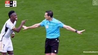 「なんで俺ばっかなんだ！」ヴィニシウスがまたも“無駄なイエローカード”を食らった一部始終…審判に猛抗議で警告→次節出場停止「余計なこと言うな」「いい加減にしろ」