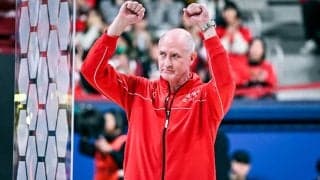 バスケ日本代表・ホーバスHCが始球式「ストライクを取れるように頑張ります」鷹ホーム開幕戦で大役