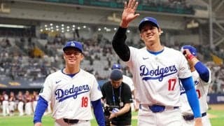 【MLB】「こんな表情初めて見た」大谷翔平と山本由伸が“にらめっこ対決”で真顔→大爆笑「微笑ましい」
