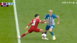 一体、何が起こった！？リバプール遠藤航が突如出現→相手を吹っ飛ばした瞬間　速すぎて危険な超加速プレスを炸裂！今季通算8枚目のイエローカード