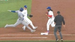 あわや大惨事！ 大谷翔平のスピードがヤバすぎる瞬間　相手選手が飛んだ… 衝突寸前の激走対決「ヒヤヒヤするわ」「思わず声出た」