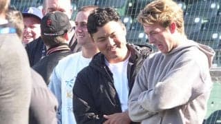 佐々木麟太郎、先輩・大谷所属ド軍戦の練習を見学　ベッツら打撃練習に熱視線