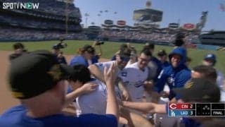 これは泣ける…！ 大谷翔平、中継カメラがとらえた感動の瞬間　大谷の髪をグシャグシャ… サヨナラ打を全力で祝う“絶対的エース”の姿が話題に「良かったな…」「認められた感じ」