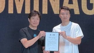 カリーブランドと契約した富永啓生が記者会見に登壇「今後は子どもたちに夢を与える存在に…」