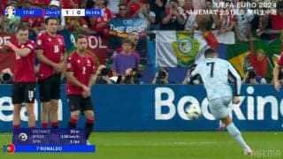 「ブレまくった！」C・ロナウド、時速130キロの無回転FKをぶっ放した瞬間 39歳とは思えない弾丸ショットにファン大熱狂「はっや」「やっぱえぐいのよ」