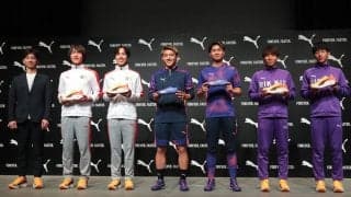 堂安律「攻めたデザインは嬉しい」、福田師王「軽いとプレーしやすい」…プーマが新次元のスピードを実現するスパイク「ULTRA 5」を発表！