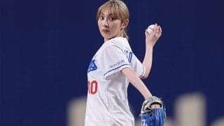 金髪歌姫が「かわいいいいいいい」　ノーバン投球→笑顔でペコリにファン感動