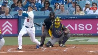 大谷翔平、メジャー通算200号に王手なるか？第1打席は“微妙判定”で空振り三振 スタジアム落胆