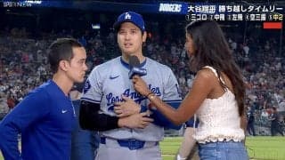 大谷翔平、連敗止める決勝打「なんとか打ちたいと思った」 ホームラン未遂122m大飛球ツーベースでヒーローインタビューに登場「打った瞬間は抜けたかわからなかった」