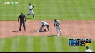 前田健太がやり返した！ 大谷翔平、マエケンの“高速クイック”で盗塁失敗の瞬間「逆に珍しい」「やっぱ日本人はクイック上手いな」