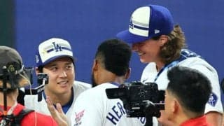 大谷翔平、HRダービーで同僚を応援　ゲレーロJr.らと登場…ソトから“無茶ぶり”も