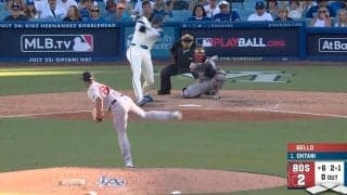 大谷翔平、スライダー狙い打ち！ 打球速度181キロ、左中間破る超高速ツーベース メジャー通算800試合で800安打到達