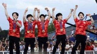 金メダル体操男子団体の人気が止まらない　萱和磨、橋本大輝は英語スピーチ、杉野正尭は日本語絶叫＆ダンスで海外ファン沸かせる【パリ五輪2024】