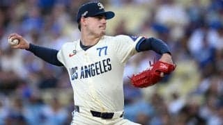 ド軍また怪我人か、有望株ライアンが緊急降板　勝利権利まで後1死も…苦悶の表情