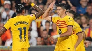 バルセロナが苦しみながらもフリック新体制初陣飾る！　レヴァンドフスキのドブレーテで難所メスタージャで逆転勝ち【ラ・リーガ】