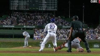 鈴木誠也、投手直撃“弾丸ライナー”の「音がヤバすぎる」 強烈なピッチャー強襲打に騒然「よく立ってられるな」