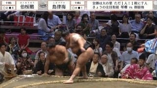 大相撲中継で「あぶねっ！」人気タレントの目の前に巨漢力士が…ファン驚き 「おぉ」本人も思わずビックリ顔