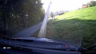 トヨタの世界8冠ラリー王者が“絶叫” 電柱直撃クラッシュで「NO！」 快走が暗転…リタイアの大波乱シーン