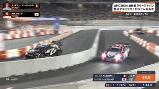 「勝田はえぇ」日本人ドライバーが「ビタビタ」豪快ドーナツターン！ “壁スレスレ”全開アタックにスタジアム熱狂