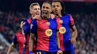 10人のバルセロナがハフィーニャの1G1Aなどでセビージャに4発快勝！【ラ・リーガ】