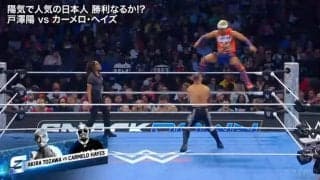 「飛距離やばい」日本人スーパースターが飛んだ！ 屈辱の“0秒敗退”で因縁燃やす相手にアクロバティック“報復ダイブ”の瞬間