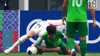 衝撃の執念！ 恐れ知らずの“頭ぶっ込み”に日本代表FWも唖然…「気持ちがすごい」まるで石崎くんだったシリアDFの超絶ガッツプレー【U20アジアカップ】