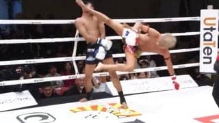 「残り1秒KO」「これはヤバイ」衝撃決着が海外でも話題！ “まさか”の胴回し回転蹴り…15秒で2ダウンにファン騒然