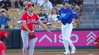 大谷翔平、菊池雄星から“今季1号”　3打数1安打1打点、東京開幕戦へ好発進