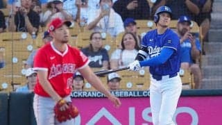 大谷の初打席で解説者「帰ろうか？」→「帰らないで！」　衝撃弾に現地実況も大盛り上がり