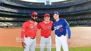 大谷翔平、トラウト＆アデルとの3ショットを投稿　古巣との対戦で再会…変わらぬ“絆”