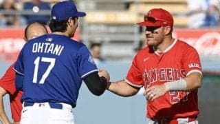 トラウトOP戦3号の豪快弾に「スイングは美しい」ドジャースと対戦　前日は“盟友”大谷翔平と再会を果たす