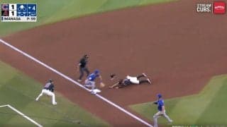 今永を助けた！ とんでもない“超爆肩レーザー返球”炸裂「エグいな」 走者を刺したカブス・PCAのスーパープレー… ファン騒然