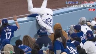 一歩間違えれば“遺恨”だが…ドジャース外野手が観客席に飛び込む超ファインプレー→元MLB右腕は“観客のマナー”を絶賛「捕りたかっただろうけど…」