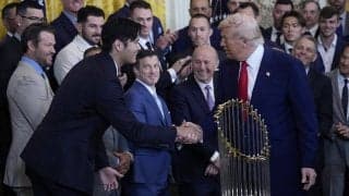 大谷翔平、トランプ大統領と握手し笑顔　「彼はムービースターみたいだ」…ホワイトハウス表敬訪問
