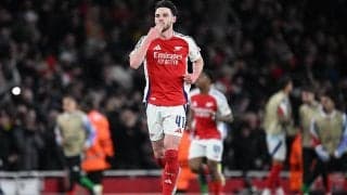 ライスが圧巻の直接FK2発！　アーセナルが王者マドリーに3-0先勝でベスト4進出に王手【CL】